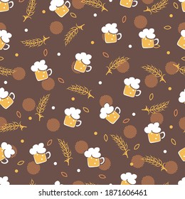 Grab Your Beer and Party Vector Graphic Illustration Seamless Pattern can be used for Background and Apparel Design
