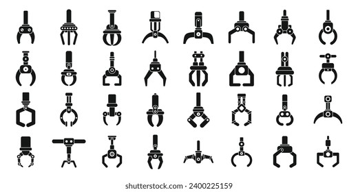 Grabber icons set simple vector. Crane claw game. Machine robotic toy