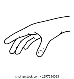 Grabbing hand. Vector outline icon isolated on white background.