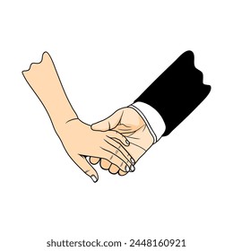grabbing your partner's hand, holding hands vector illustration