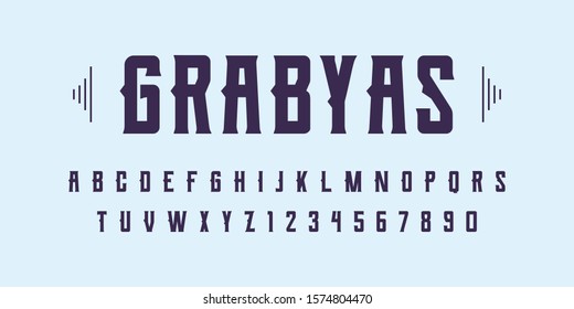 Grabyas: Vintage alphabet fonts. Retro typography for rock, music, game, future, creative. Vector illustration