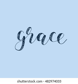 Grace. Brush hand lettering. Inspiring quote. Motivating modern calligraphy. Can be used for photo overlays, posters, holiday clothes, cards and more.