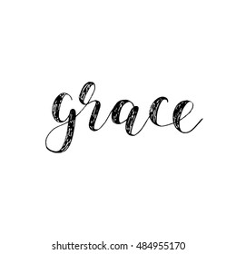 Grace. Brush hand lettering. Inspiring quote. Motivating modern calligraphy. Can be used for photo overlays, posters, holiday clothes, cards and more.