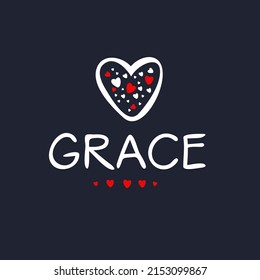 Grace Calligraphy female name, Vector illustration.