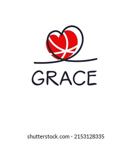 Grace Calligraphy female name, Vector illustration.