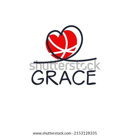 Grace Calligraphy female name, Vector illustration.