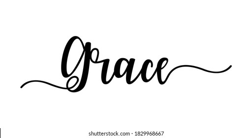 Grace calligraphy text with swashes vector, White Background