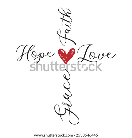 Grace Christian cross sign, Grace vector clipart, Religious vector design, Faith Hope Love cross sign