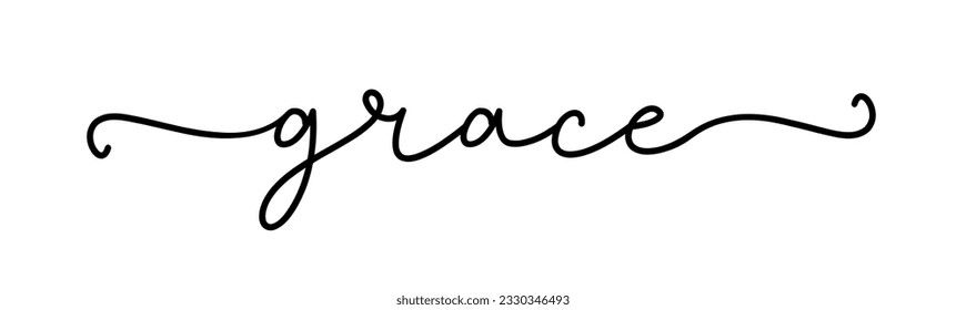 Grace. Christian vector quote. Inspiration typography text. Poster religious word grace. Vector word illustration. Wall art sign bedroom, wall decor. Bible, churh vector quote. Grace christian script.