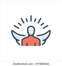 grace, colorful angel vector illustration icon