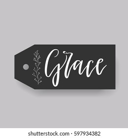 Grace - common female first name on a tag, perfect for seating card usage. One of wide collection in modern calligraphy style.