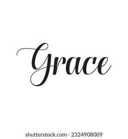 Grace - custom calligraphy text on white background.