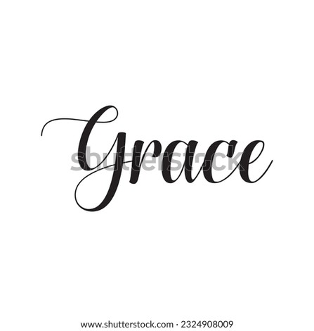 Grace - custom calligraphy text on white background.