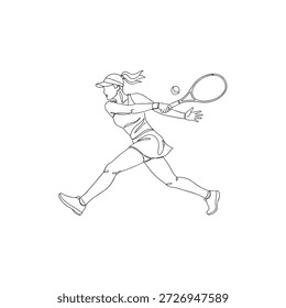 Grace in Every Strike Eine Linie weibliche Tennisspieler Illustration