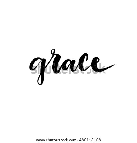 Grace in Hand Lettering. Modern brush calligraphy. Handwritten ink lettering. Hand drawn vector elements. Isolated on white background. Hand drawn lettering element for your design.