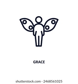 Anmut-Symbol. Dünne Linie Grace-Symbol von Menschen und Beziehung Kollektion. Vektorgrafik umreißen. Editierbares Grace-Symbol kann mit Web und mobil verwendet werden