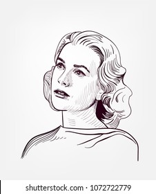 Grace Kelly Vector Portrait Illustration