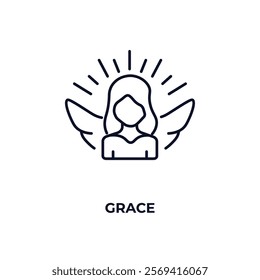 grace outline icon. Linear vector from people concept. Thin line grace icon isolated on white background