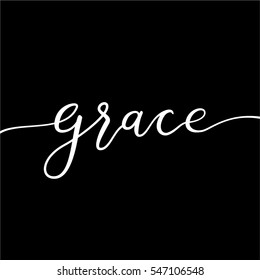 Grace quote. Simple clean line lettering. Modern calligraphy text. Black and white vector illustration. 
