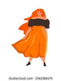 Grace red-haired plus size woman isolated on white