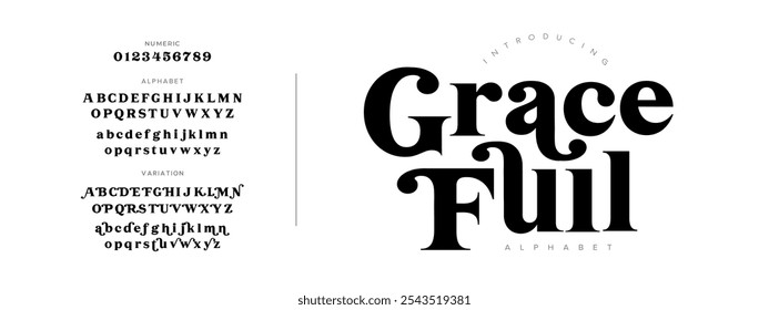 Graça tipografia beleza moda elegante minimalista serif italic fontes decorativo casamento vintage retro logos. Logotipo de fonte de luxo mínimo alfabeto. Ilustração vetorial