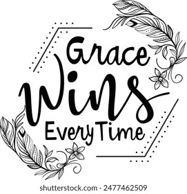 Grace Wins Every Time: Vector Design Celebrating Victory and Redemption