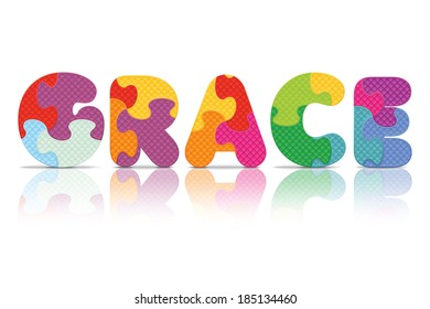 GRACE written with alphabet puzzle - vector illustration