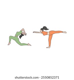 Gracioso 2 conjunto Ilustração de Yoga para a vida calma e centrada