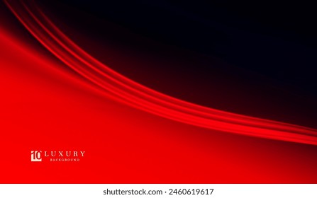 Graceful abstract black with red background with curved folds of matter.