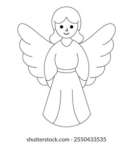 Graceful Angel Single Line Art Vector Illustration – Minimalist Design on White Background 1