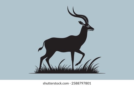 Graceful Antelope Silhouette  Vector Black Art (2)