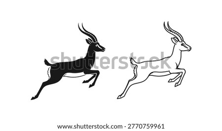 Graceful Antelope Silhouettes: Elegant Prints for Home Decor Vector