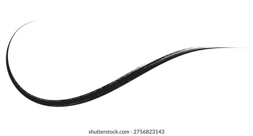 A graceful and artistic black brush stroke forming a smooth, flowing swirl, isolated against a clean white background, perfect for design elements.