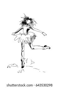 Graceful ballerina, hand drawing vector illustration
