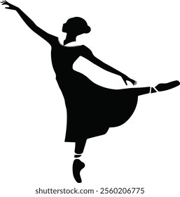 Graceful ballerina silhouette in mid-leap