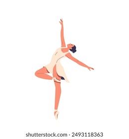 Graceful Ballet Dancer Performing An Elegant Dance Movement. Cartoon Vector Image Captures The Beauty and Poise