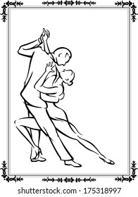 Graceful Ballroom Tango Dancing  composition with copy space.