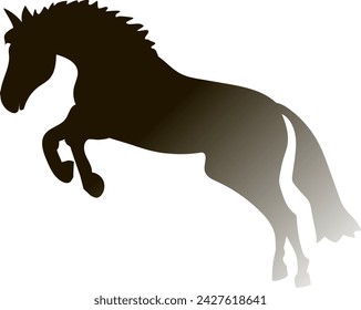 A graceful and beautiful horse overcomes an obstacle. Silhouette black Gradient