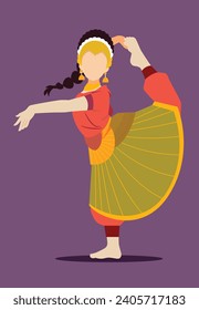 Graceful Bharatanatyam dancer with different mudras  graphic illustration