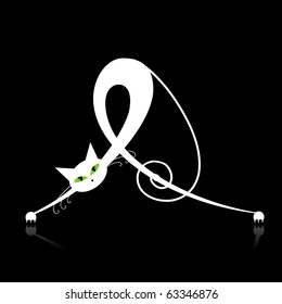 Graceful black cat silhouette for your design