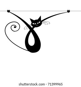 Graceful Black Cat Silhouette For Your Design