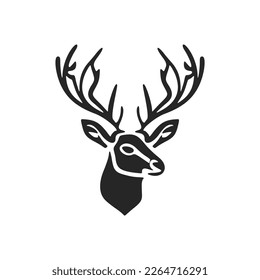 Un elegante logo de ciervos negros. Aislado sobre un fondo blanco.