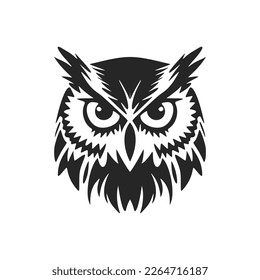 A graceful black owl logo. Isolated on a white background.