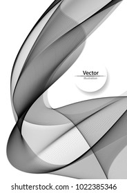 Graceful black wave on a white background. Transparent wave. Black and white color.