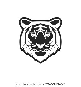 Graceful black white vector logo tiger. Isolated.