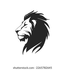 El elegante logo del león con el vector blanco negro. Aislado sobre un fondo blanco.