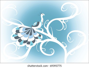 Graceful blue bird sits on a branch