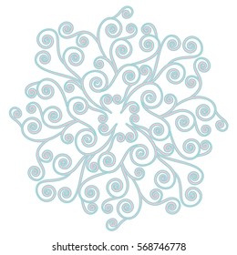 Graceful blue circular pattern from paper curls