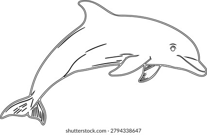 Graceful Bottlenose Dolphin Swimming Through the Calm Blue Ocean Waters. 