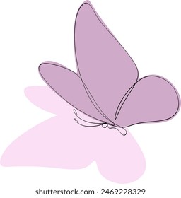 Graceful butterflies in line art style with abstract shapes. Vector illustrations for decoration, graphic design, logo.  Without artificial intelligence